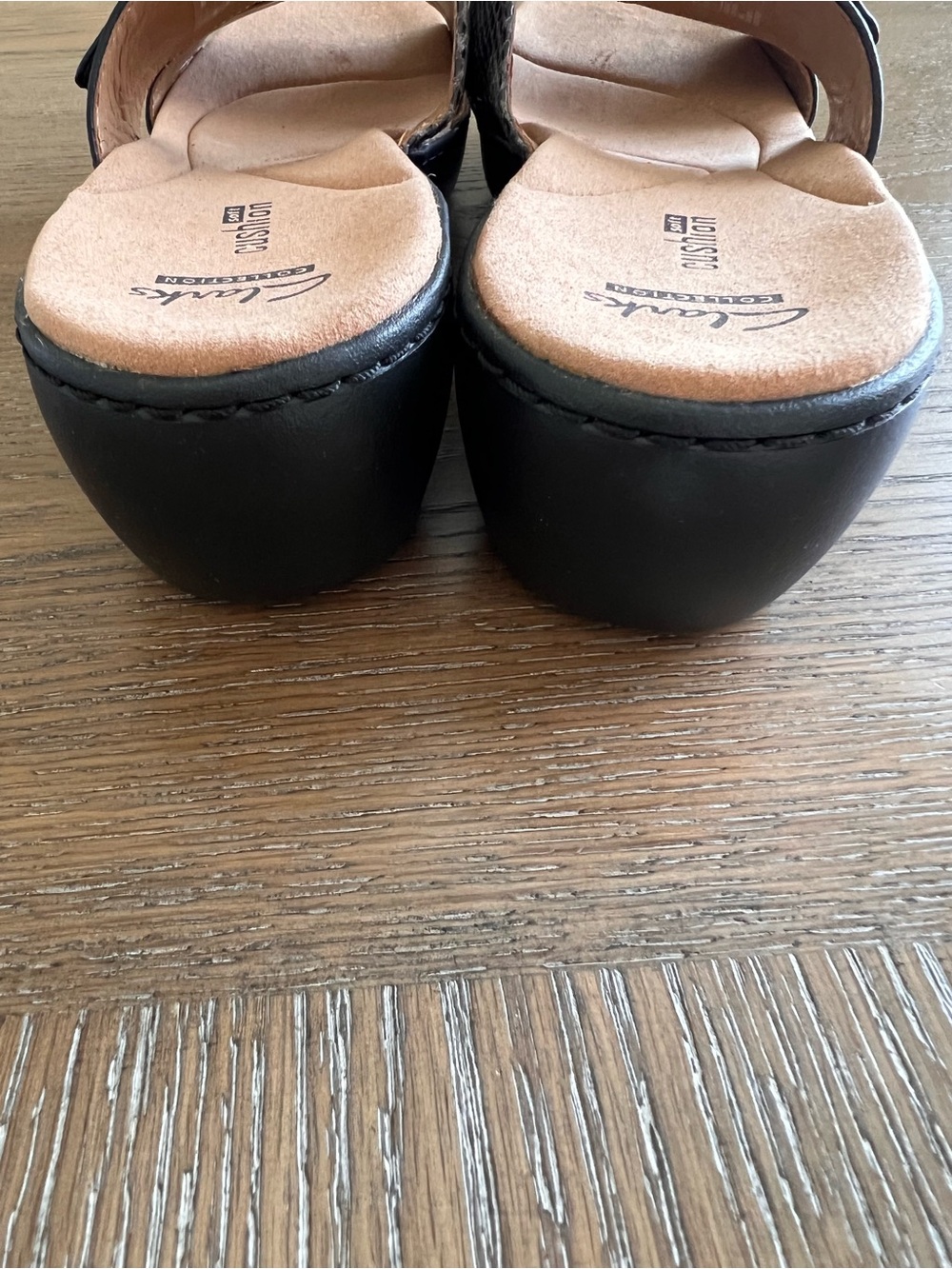 Clarks Charcoal Grey Snake-Print Double-Strap Slide Sandals Size 11 - Picture 3 of 8